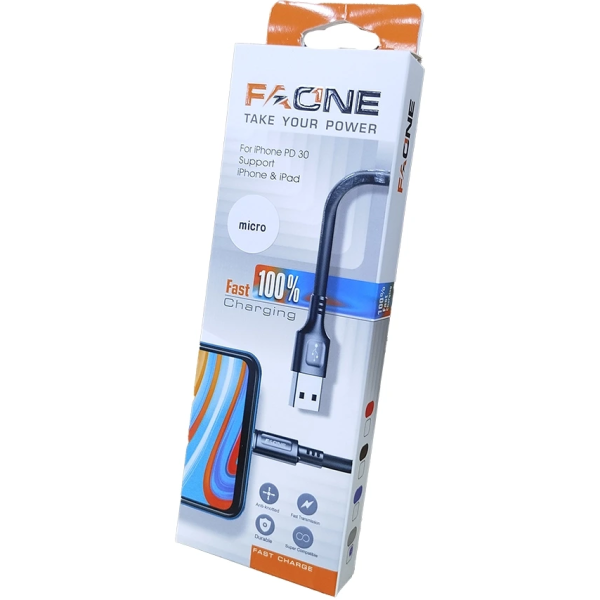 کابل پک باریک میکرو FAONE | کابل پک باریک میکرو USB FAONE با دوام بالا
