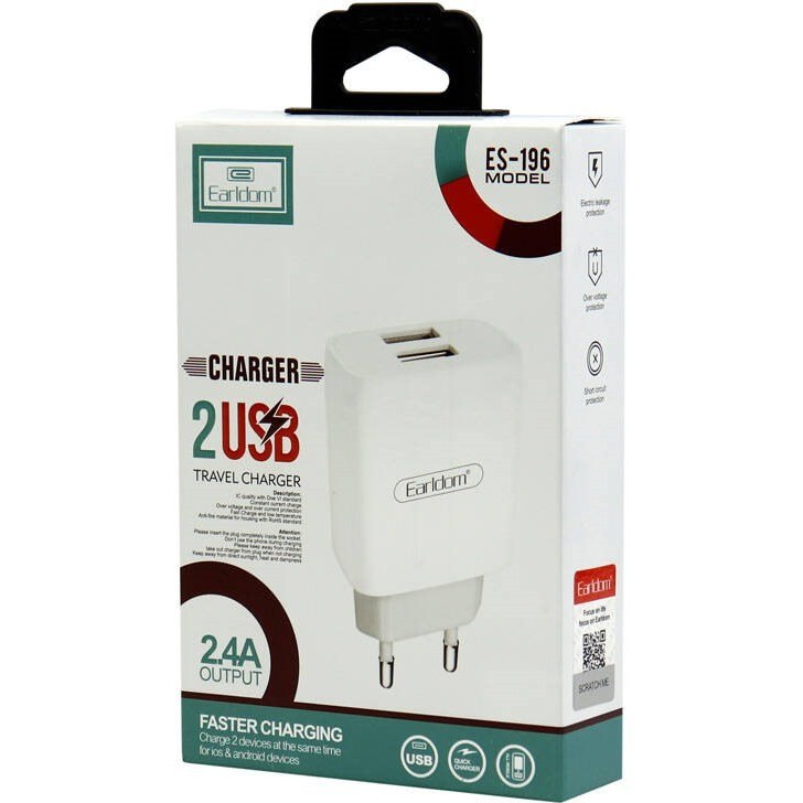شارژردیواری ارلدام فست شارژ به همراه کابل تایپ سیEarldom ES-196C