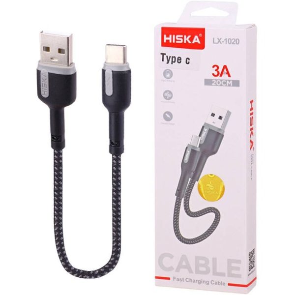 کابل کوتاه تایپ سی فست شارژ Hiska LX-1020 3A 20cm
